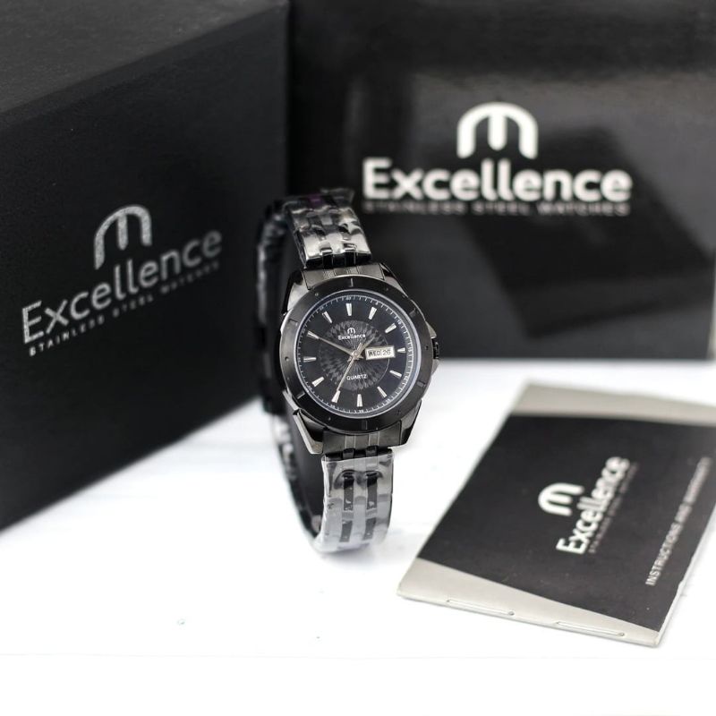 Jam Tangan Wanita Excellence 8304 Original Analog Rantai Stainless