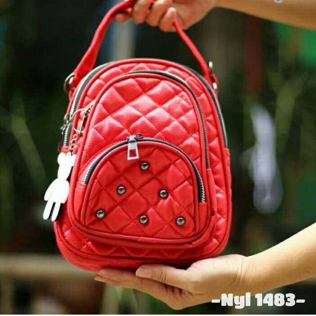 &quot;aurabagss&quot; - Tas Selempang Gendong Mini Wanita 3 Ruang Tas Selempang Tas Gendong Tas Murah Semi Import Motif Bordir Sling Bag Remaja Wanita Kekinian Ala Korea