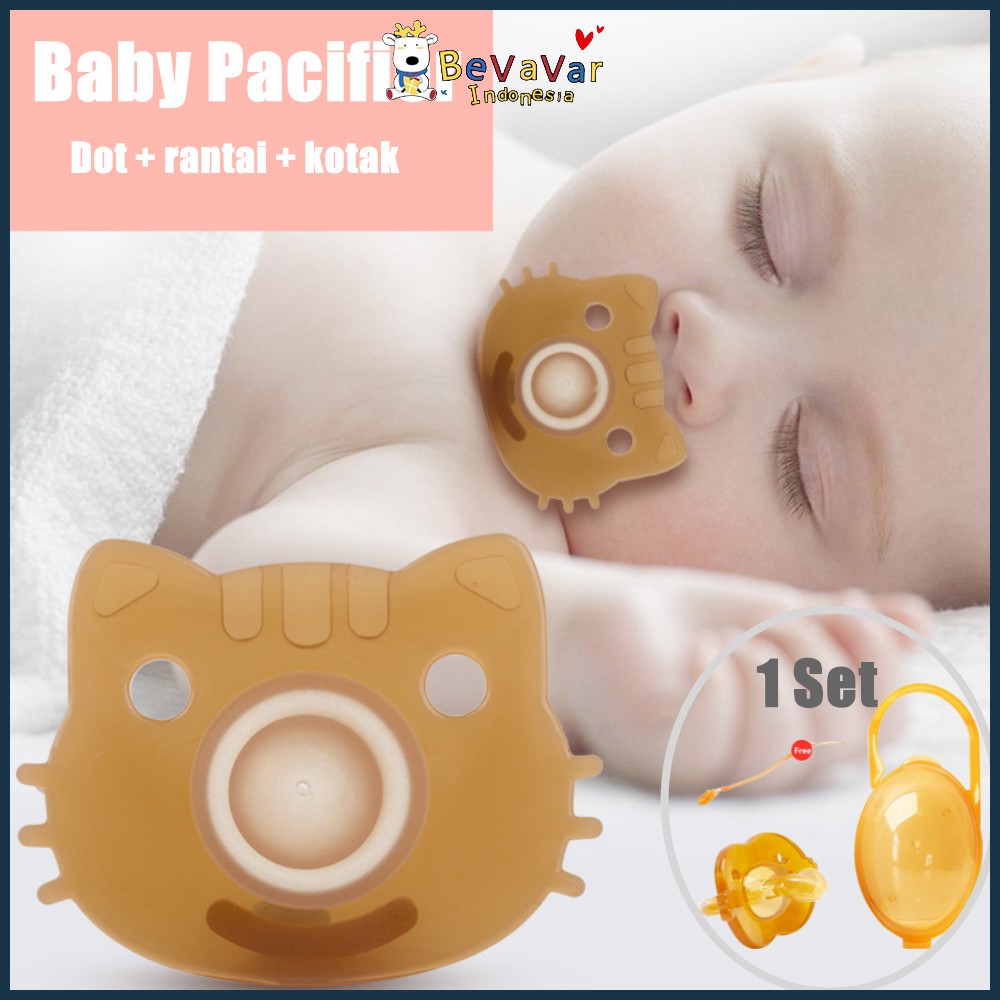 Bevavar Dot Bayi / Baby Pacifier/Empeng Bayi Bpa Free Dengan Rantai Dan Kotak