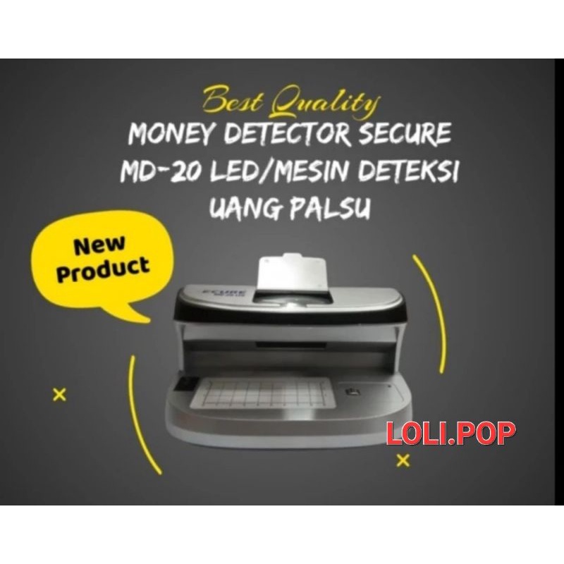 SECURE MD 20 LED Money Detector Rupiah - Lampu UV Alat Deteksi uang palsu MD20