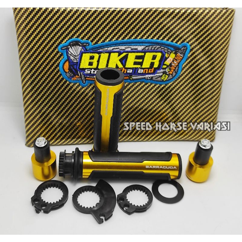 Paket 2 in 1 Handlegrip baracuda plus jok kulit biker  universal