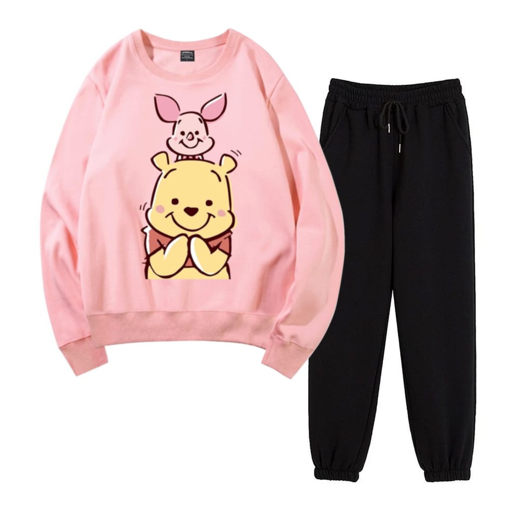 BESS - Setelan Set Jogger Wanita / Setelan Set POOH &amp; PIG