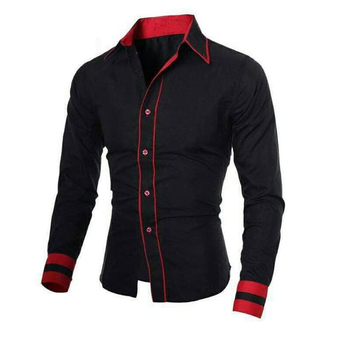 Kemeja List Rivaldo Black HIGH QUALLITY