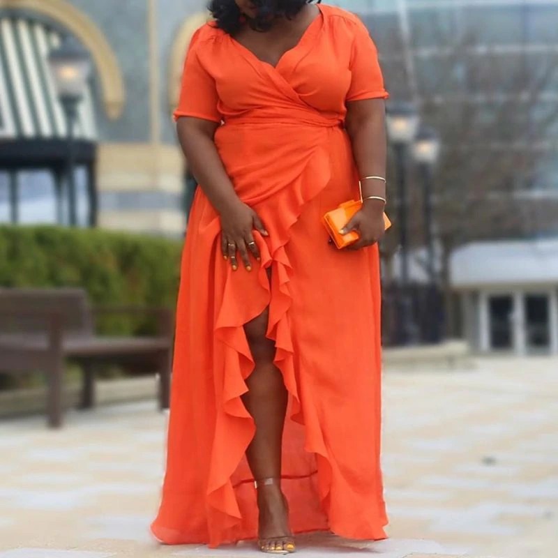 plus orange dress