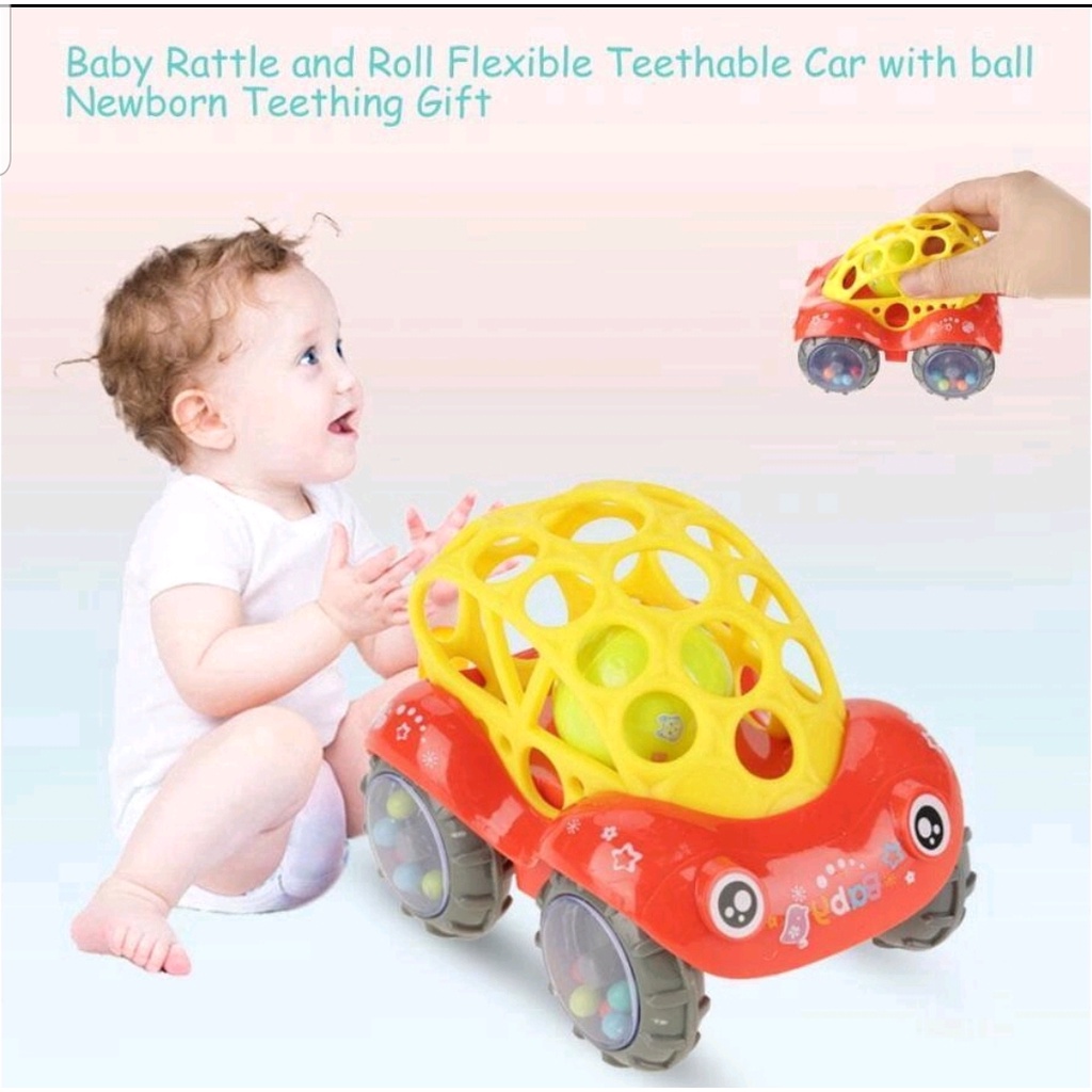 BABY CAR KERINCINGAN BAYI MAINAN BAYI MOBIL KERINCINGAN || BAHAN KARET LEMBUT BISA UNTUK DI GIGIT BABY - BD