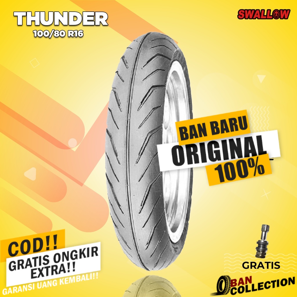 Ban Motor SKYWAVE, HAYATE, NOUVO // SWALLOW THUNDER 100/80 Ring 16 Tubeless