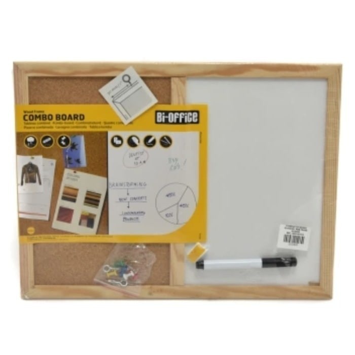 

BI-SILQUE CORK PIN BOARD PAPAN TULIS KAYU KOMBINASI WHITE 40X30 CM