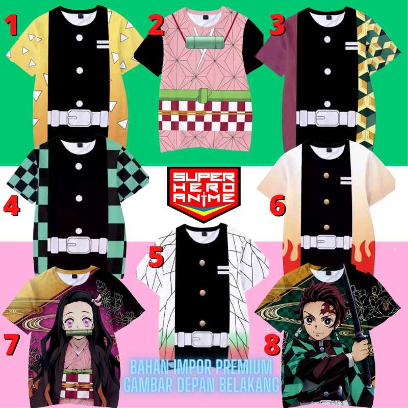 Baju Demon Slayer Anak Kaos Kimetsu No Yaiba Anime Atasan Tanjiro Nezuko Import 4 - 12 Tahun