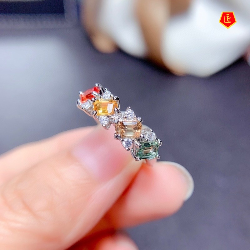 [Ready Stock]Simple Elegant Natural Colorful Tourmaline Open Ring