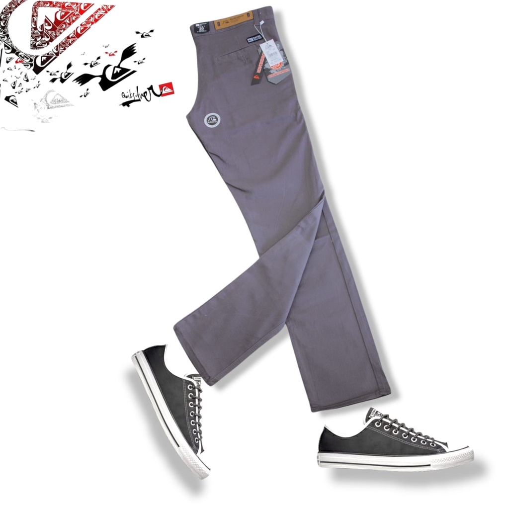 Celana Chino Pria Panjang Abu Abu Quicksilver