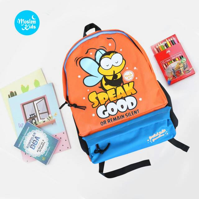Free Rain Cover Tas Ransel Anak SD/TK/Paud Playgroup  Couple Terbaru Moslem Kids