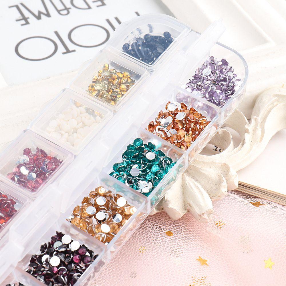 Mxbeauty Kuku Berlian Imitasi Dengan Pinset Set 3mm Warna-Warni Resin Manicure Aksesoris Flatback Phone Case Decor DIY Ornamen 3D Nail Art Dekorasi