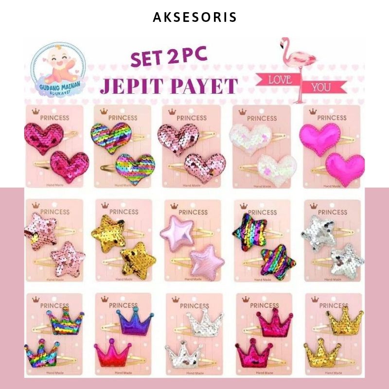 2in1 Jepit Anak Bayi Payet blink lucu import