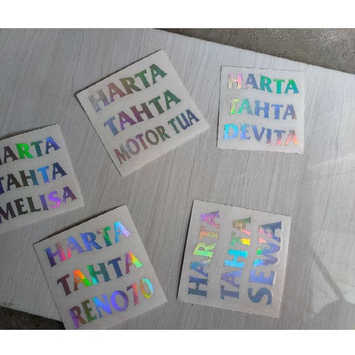 PROMO!! STIKER CUTTING HOLOGRAM HARTA TAHTA BISA CUSTOM ( BISA REQUEST TEXT SEMAUNYA)