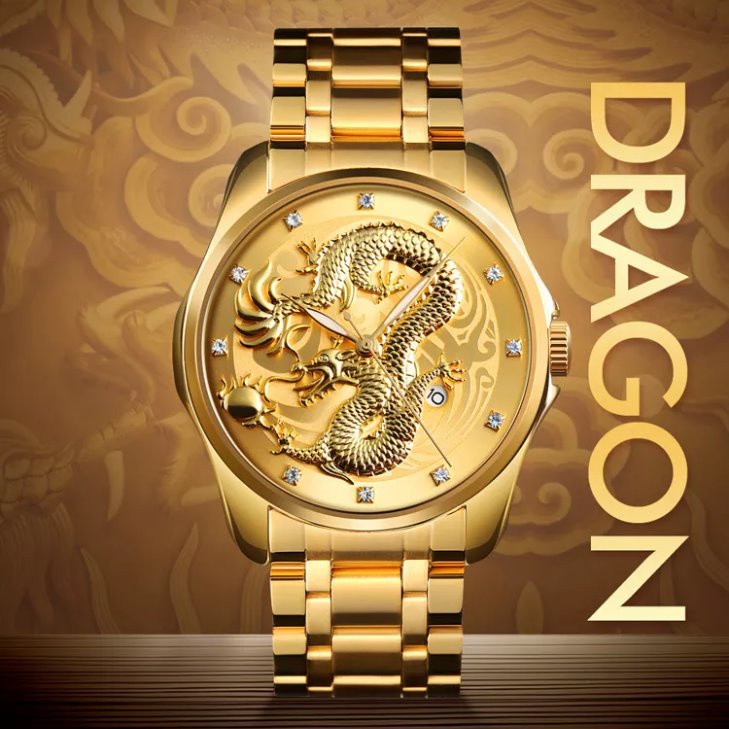 Jam tangan anlog pria full gold dragon 9193 water resist