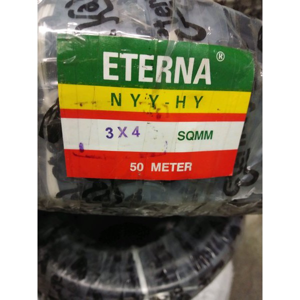 Kabel Listrik Serabut Hitam NYYHY 3 x 4 3x4 Eterna 100meter Kabel NYYHY 3 x 4mm 3x4mm Eterna 100mete