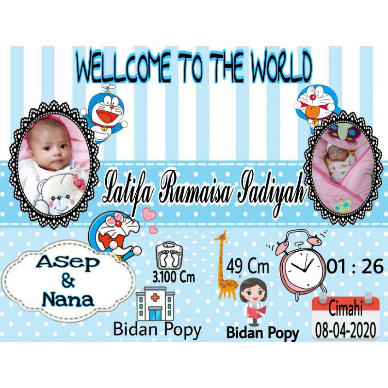 Frame Doraemon Biodata Bayi, Biodata Anak, Baby Shower [SOFTFILE]