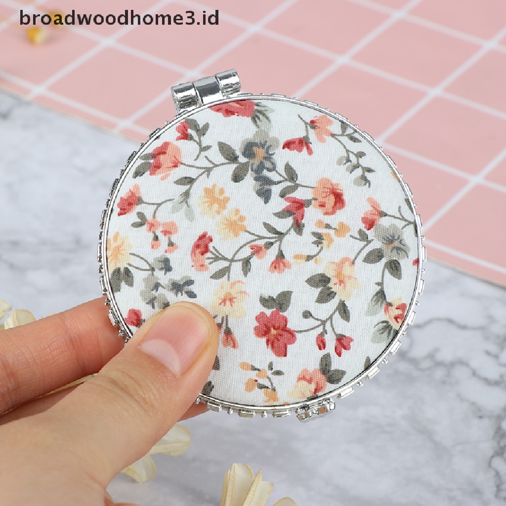 (Home) Cermin Saku Lipat Mini Dua Sisi Motif Bunga Vintage