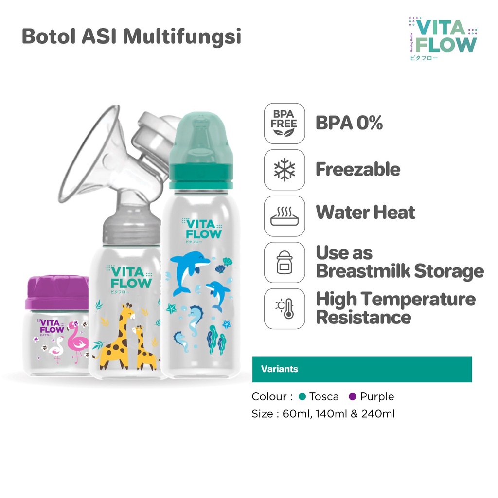 VITA FLOW BOTOL SUSU MULTIFUNGSI PP 240ML DOT SIZE M