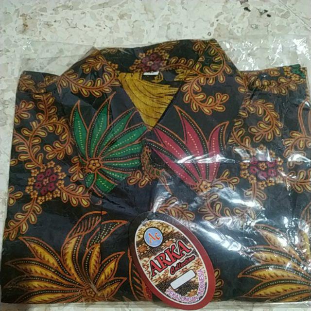 Kemeja Batik Pria Modern Motif Ulat Sogan Sragam M L Xl