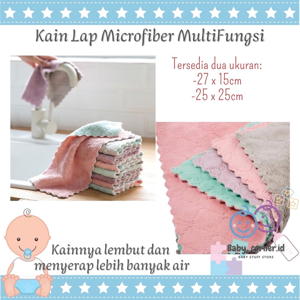 Kain Lap dapur meja piring susu bayi tebal anti minyak microfiber fleece tangan bahan lembut