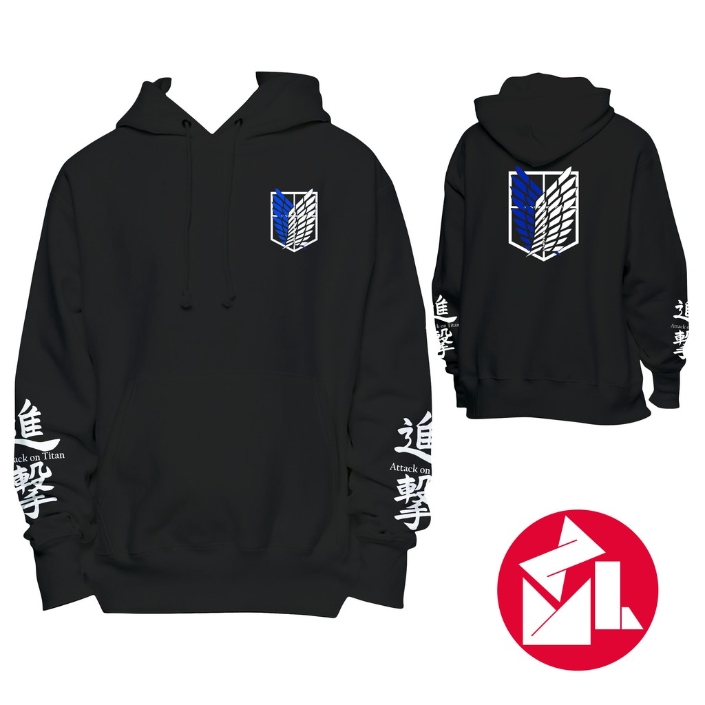 Jaket Attack on Titan Pemburu Titan Kanji Tangan / Hoodie Attack on Titan AOT Levi Eren