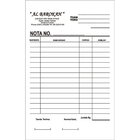 

DISKON Nota 1/4 folio 2 rangkap 1warna