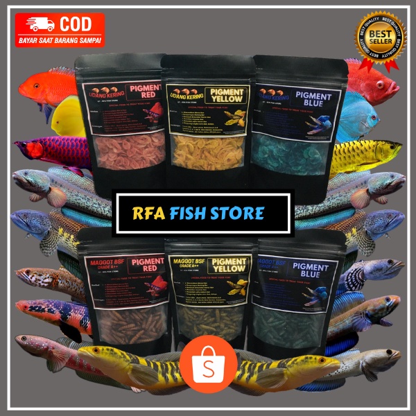 Udang Kering RFA Pigment Yellow Pakan Ikan Predator channa Varian Yellow Maru Auranti bukan el barca