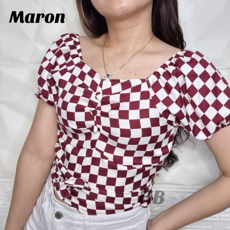 HAWAIIAN BANANA - ATASAN CROP TOP JESIE PUFF IMPORT BANGKOK / ATASAN IMPORT BANGKOK / BAHAN TEBAL BAGUS