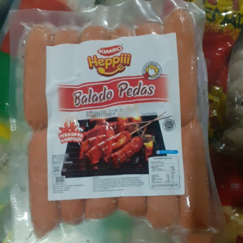 

Kimbo Heppy Sosis Mink Bakar Balado Pedas isi 12 pcs