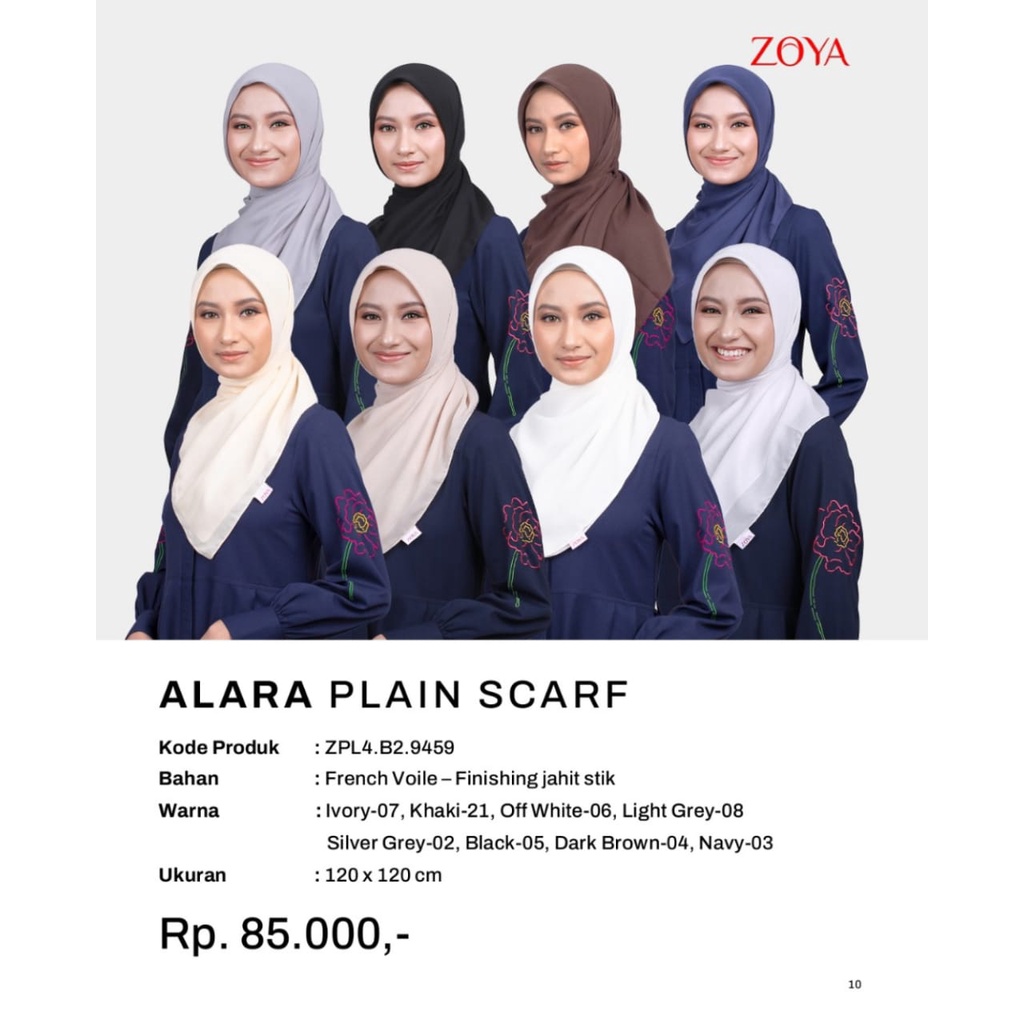 Zoya Kerudung Segi Empat Polos Alara Plain Scraf