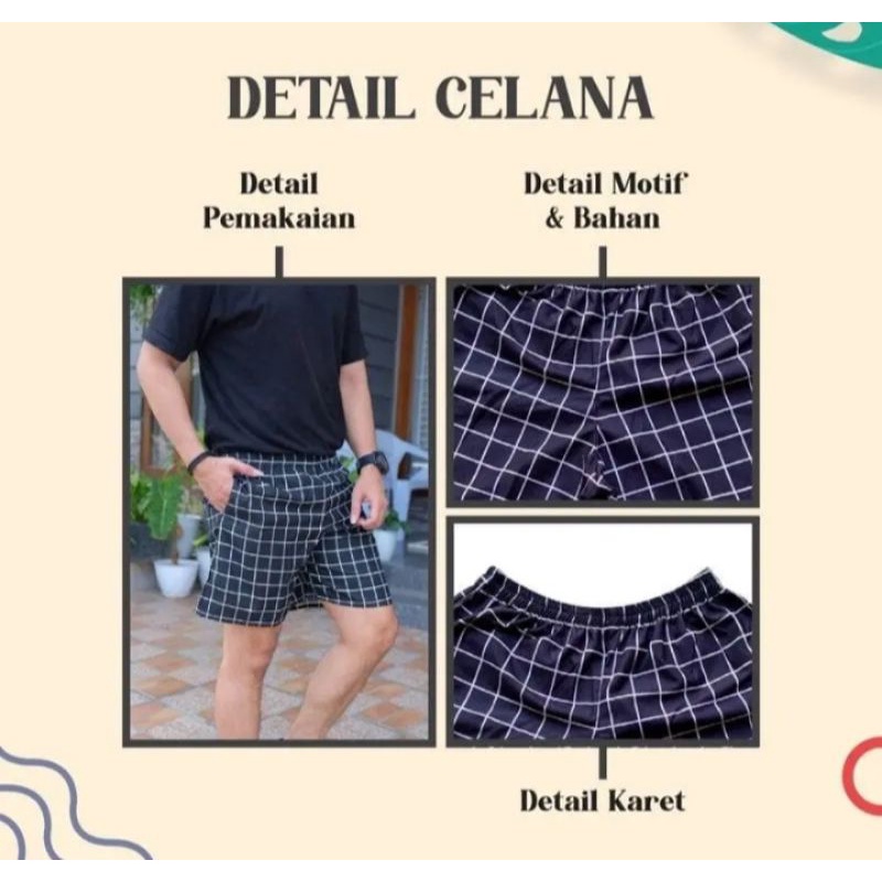 CELANA BOXER TARTAN UNISEX/BOXER MOTIF KOTAK-KOTAK