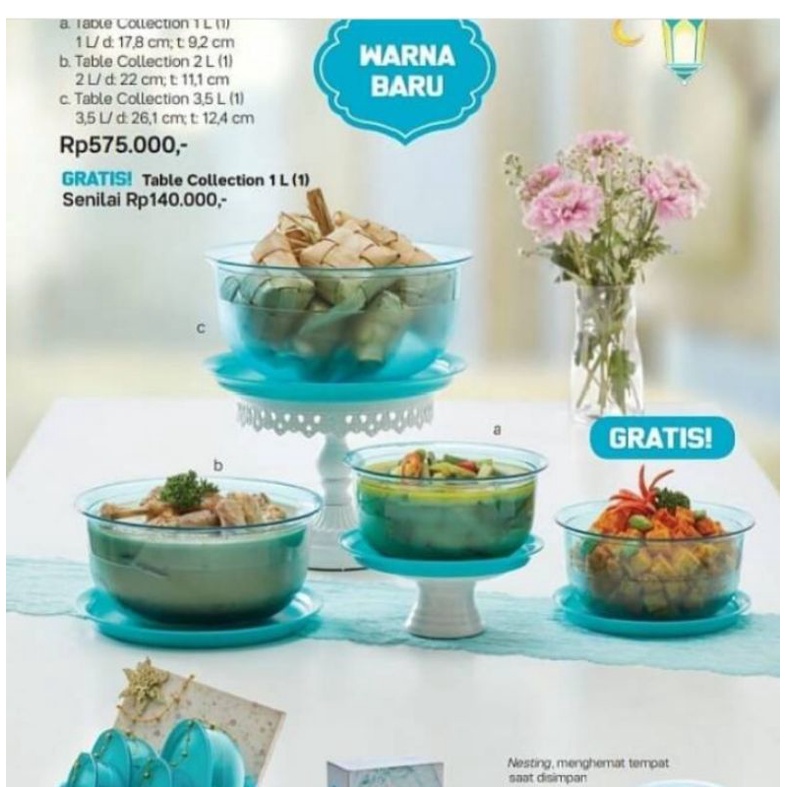 Table collection set tupperware isi 4