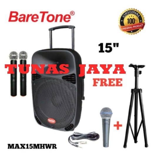 Speaker Portable Amplifier Wireless BareTone MAX15MHWR ORIGINAL GARANSI RESMI   max 15mhwr 15 mhwr- 15 inch free stand speaker dan 3 microphone