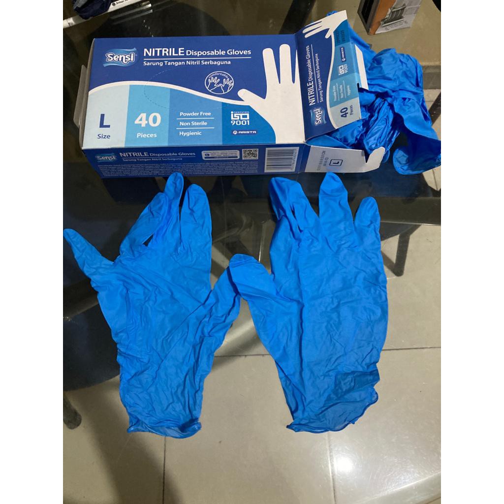 Sarung Tangan Medis Nitrile Nitril Sensi Glove Gloves Isi 40 Size S M L Original Baru 100 Garansi Shopee Indonesia