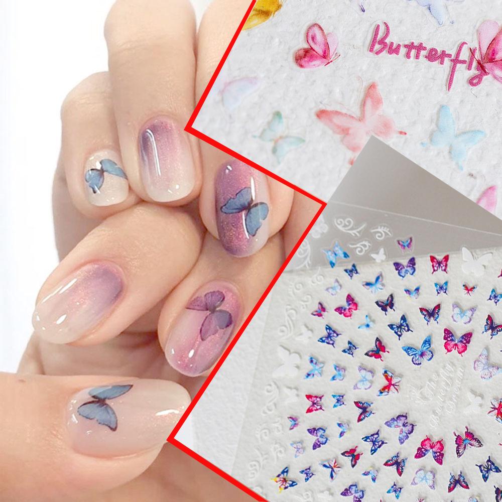 Mxbeauty Stiker Kuku Motif Kupu-Kupu 5D Untuk Manicure / Nail Art Butterfly