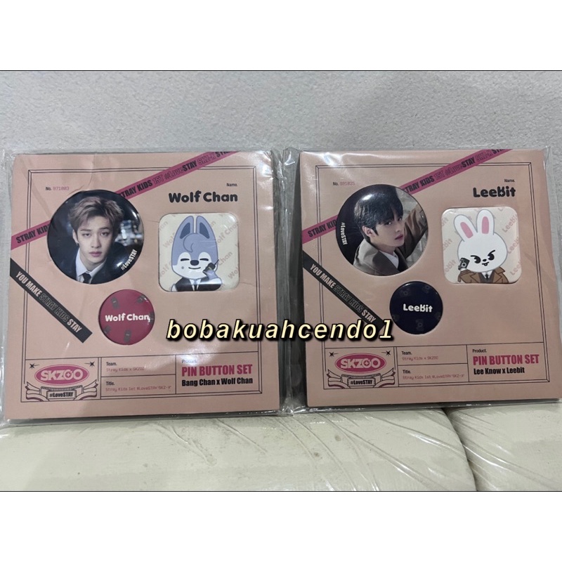 pin button stray kids skzoo bangchan wolf chan leeknow leebit