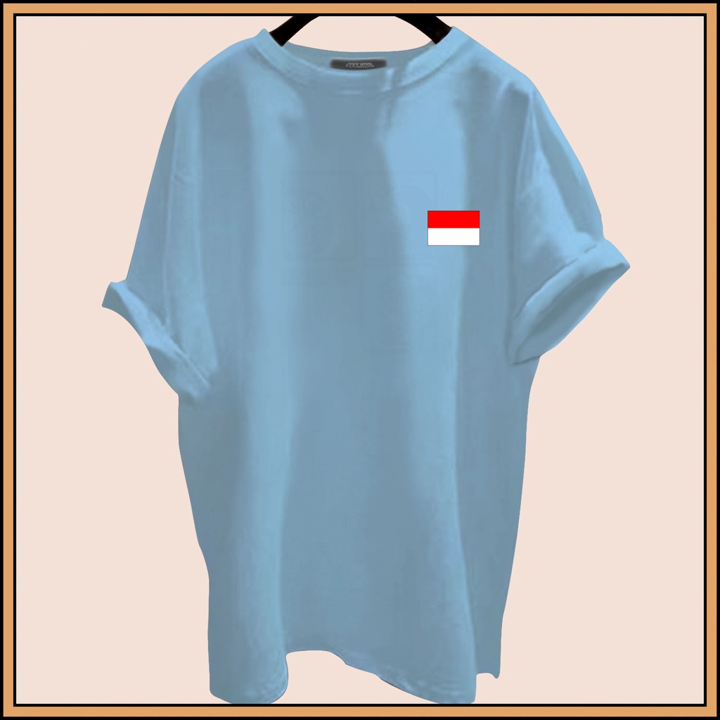 CALVIERO SHOP - BAJU KAOS ATASAN WANITA PRINT LOGO BENDERA MERAH PUTIH GALAXY PRINT