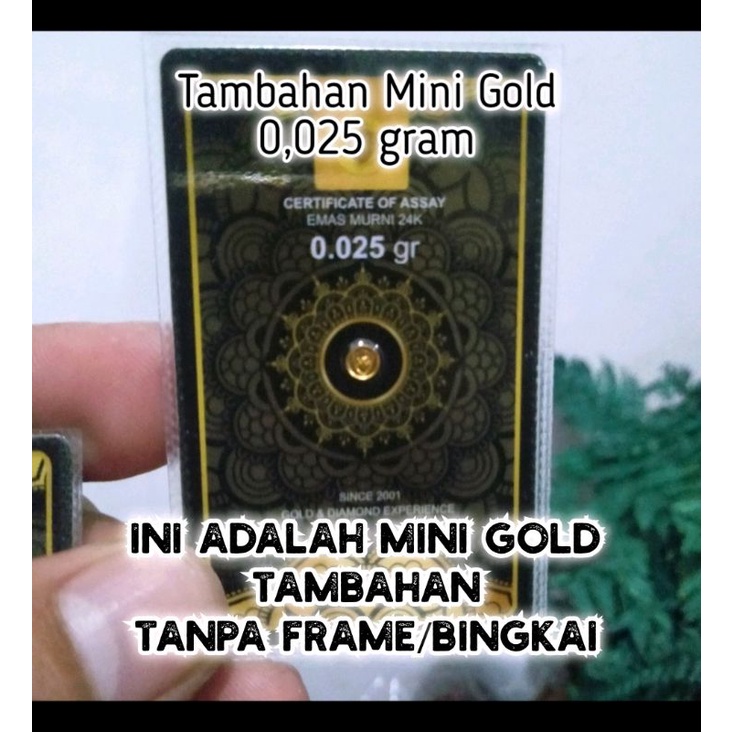 Mini Gold 0,025gr, 0,05gr, 0,1gr in Hexa Frame (Free Giftbox Rustic)| Mini Gold in Frame | Kado Pernikahan, Kado Ulang Tahun, Wisuda, Anniversary, dll. kekinian bingkai hexagonal stik es krim-Tambahan MG 0,025gr