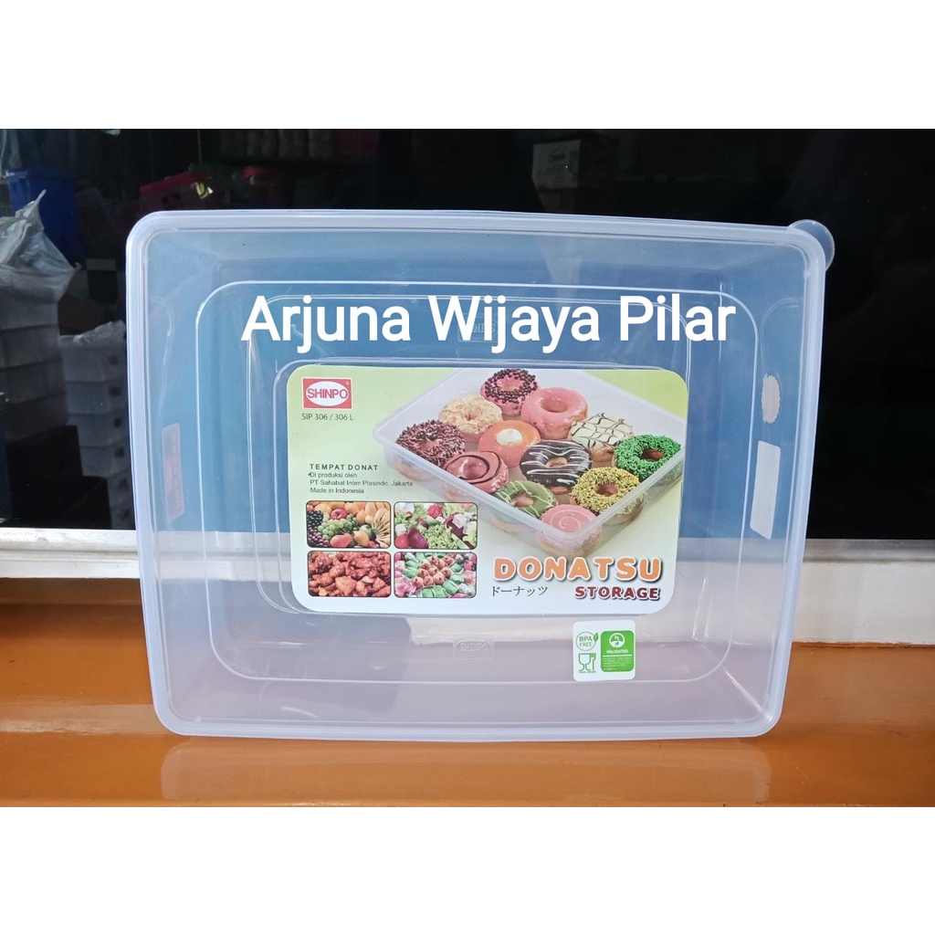 Shinpo 306 L Donatsu Sealware Kotak Wadah Tempat Kue Donat Makanan Besar Large 11,5L free bubblewrap