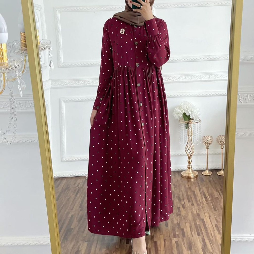 KIRANAOFFICIAL - ( COD ) SABRINA POLKA DRESS RAYON VISCOSE