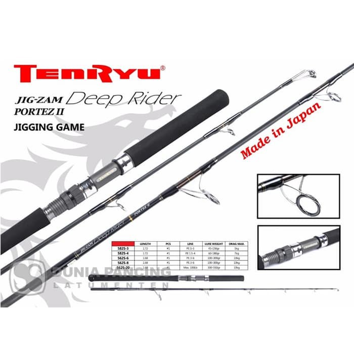 Joran spinning -Joran Tenryu Jig Zam Deep Rider JDR 582S-8 -Tenryu Jig Zam  Deep Rider 168 cm PE 3-6