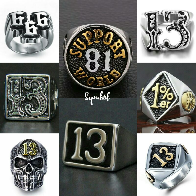 Skull ring Cincin pria tengkorak punk style men number symbol series