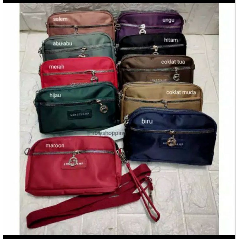 Tas selempang dompet wanita 2tali(4resleting full EMBOSS)
