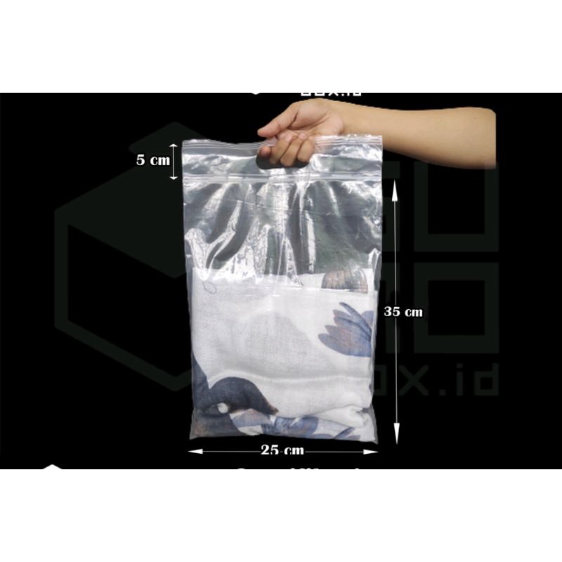 Jual Plastik Pe Klip Plong 25x40 355 Ziplock Kemasan Packing Baju Sepatu Bening Tebal 6851