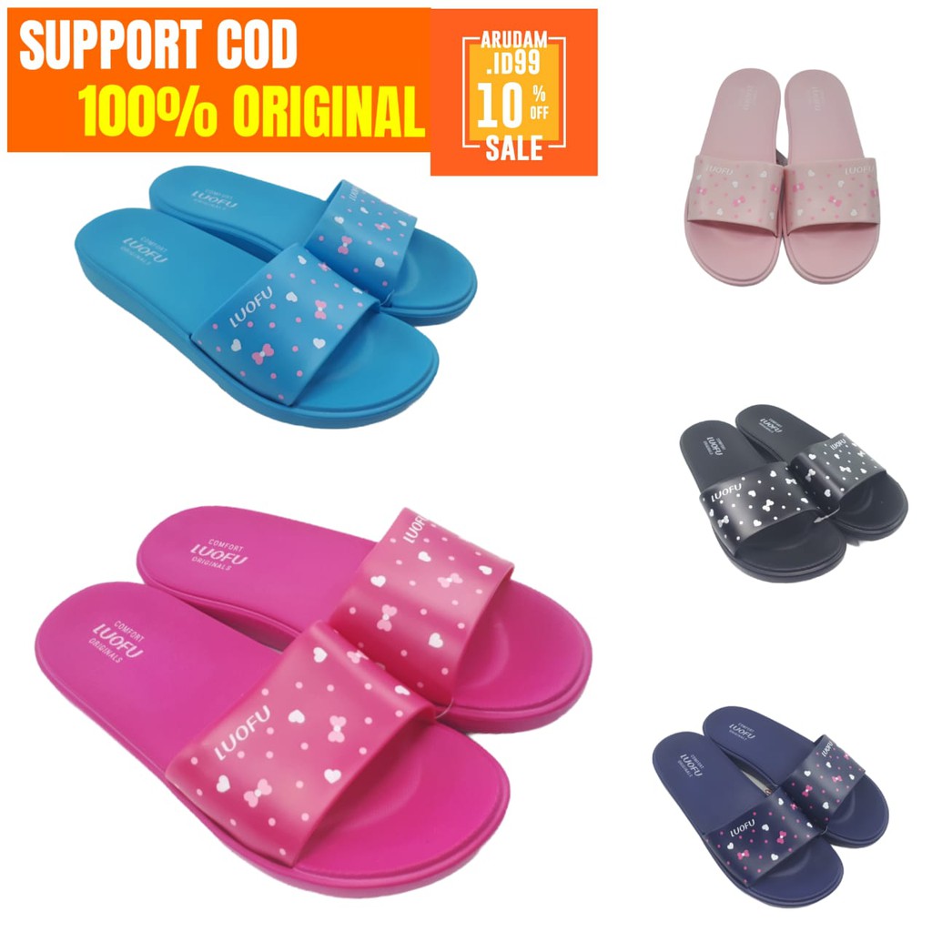 Luofu E-7172 Original Size 36-40 Slip Sandal Wanita Terbaru Motif Love Jelly