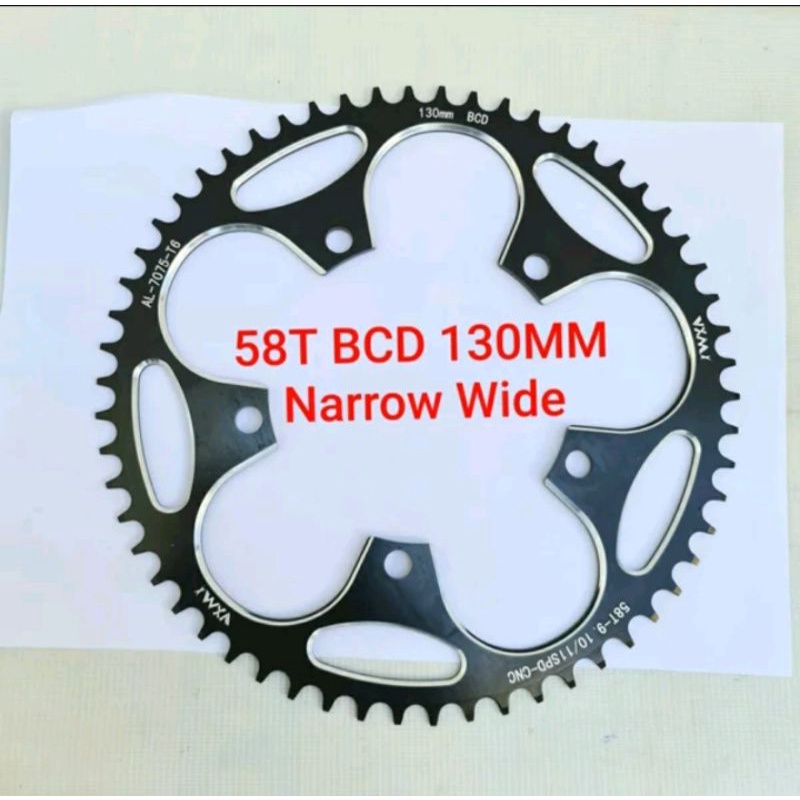 VXM Chainring 58T BCD 130 mm Chain ring Sepeda Lipat