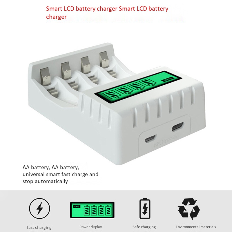 Charger Baterai AA / AAA / NiCd Nimh / Nimh / AA 4 Slot Dengan Layar LCD