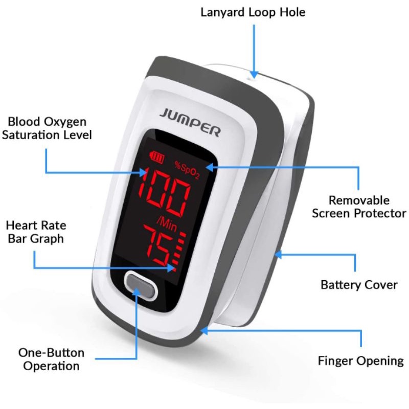 Pulse Oximeter Jumper JPD-500 / Alat Ukur Kadar Oksigen Dalam Darah Original Jumper