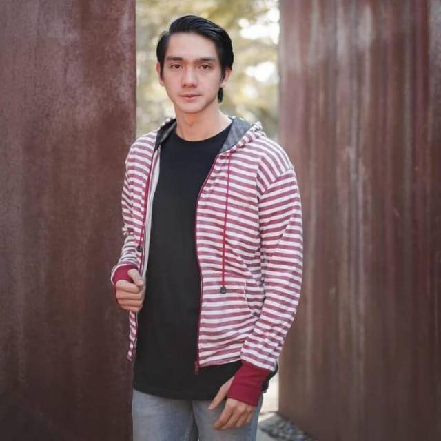 JAKET HOODIE PRIA/WANITA CASUAL BELANG - VC SALUR ABU & MERAH